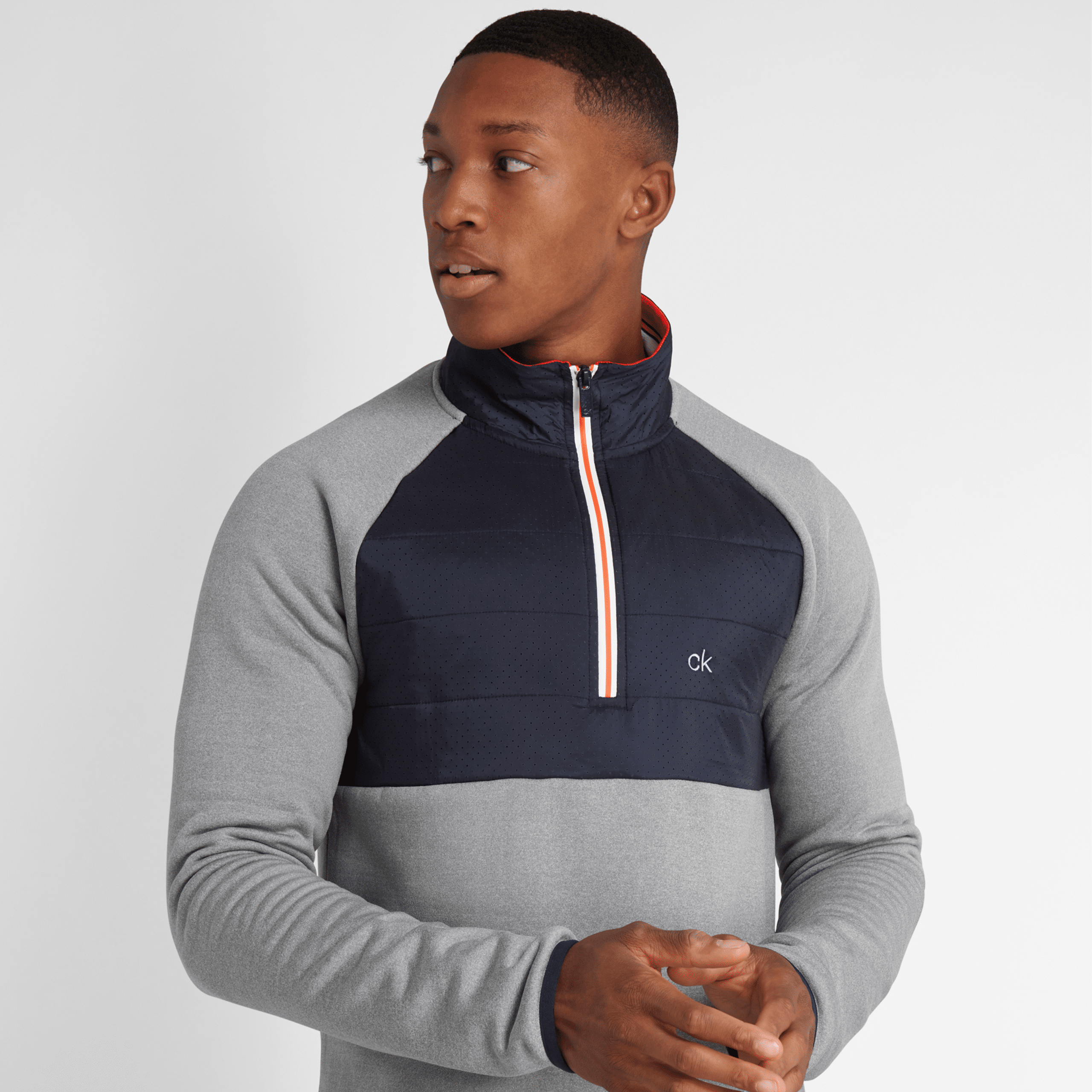 Calvin Klein Golf Hybrid Half Zip Grey Marl